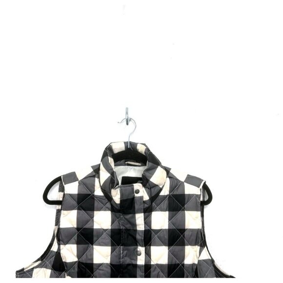 Talbots Down Filled Puffer Vest Buffalo Plaid Check  Black Cream Woman Size 1X - Picture 3 of 10